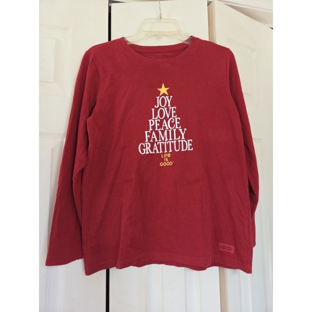 Life is Good Women's Christmas Tree Graphic Long Sleeve Crusher Tee Medium